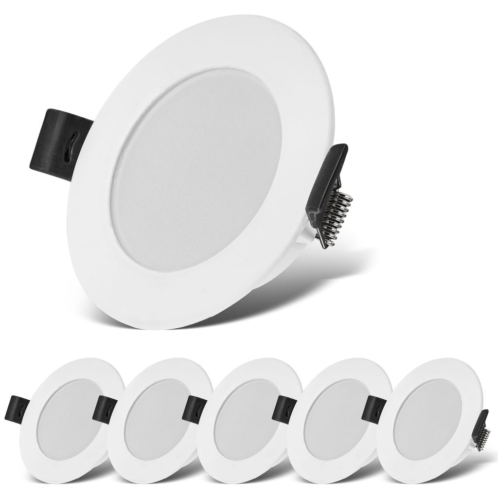 Einbaustrahler 68mm 6er Set - 230V, 4W, 346lm, LED, IP44, neutralweiß, weiß