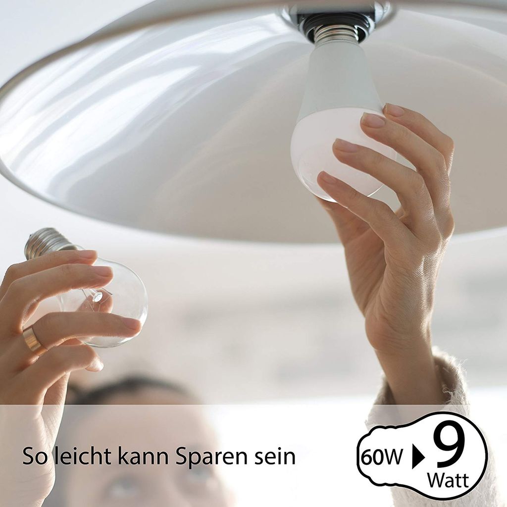 5x LED Leuchtmittel E27Warmweiss 9W Energiespar-n  Glueh-Birne 230V SET 806lm Detail-2  50-LMF-009-05