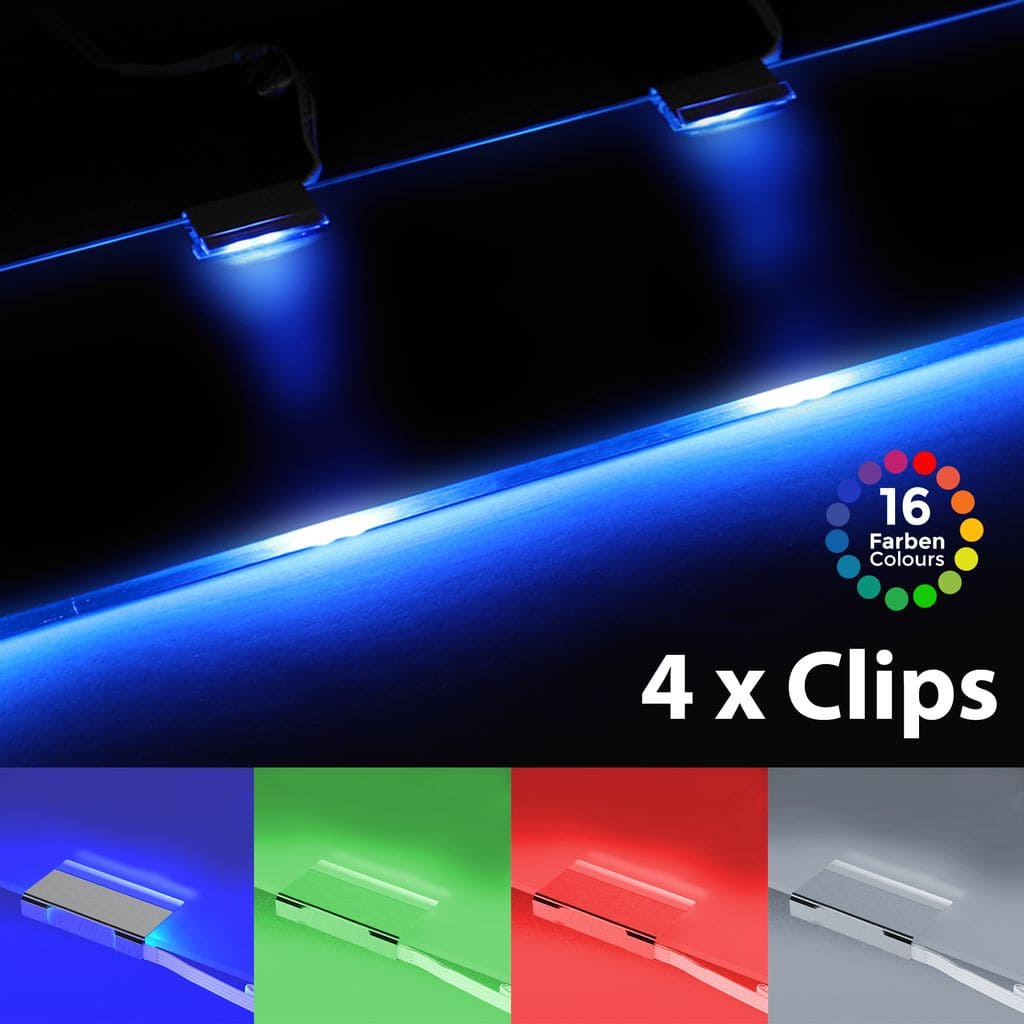 4 LED Clips RGB Glasboden-Beleuchtung GlaskantenSternenlichter Leuchten Vitrine Schrank 5W Titelbild-01 BKL1111