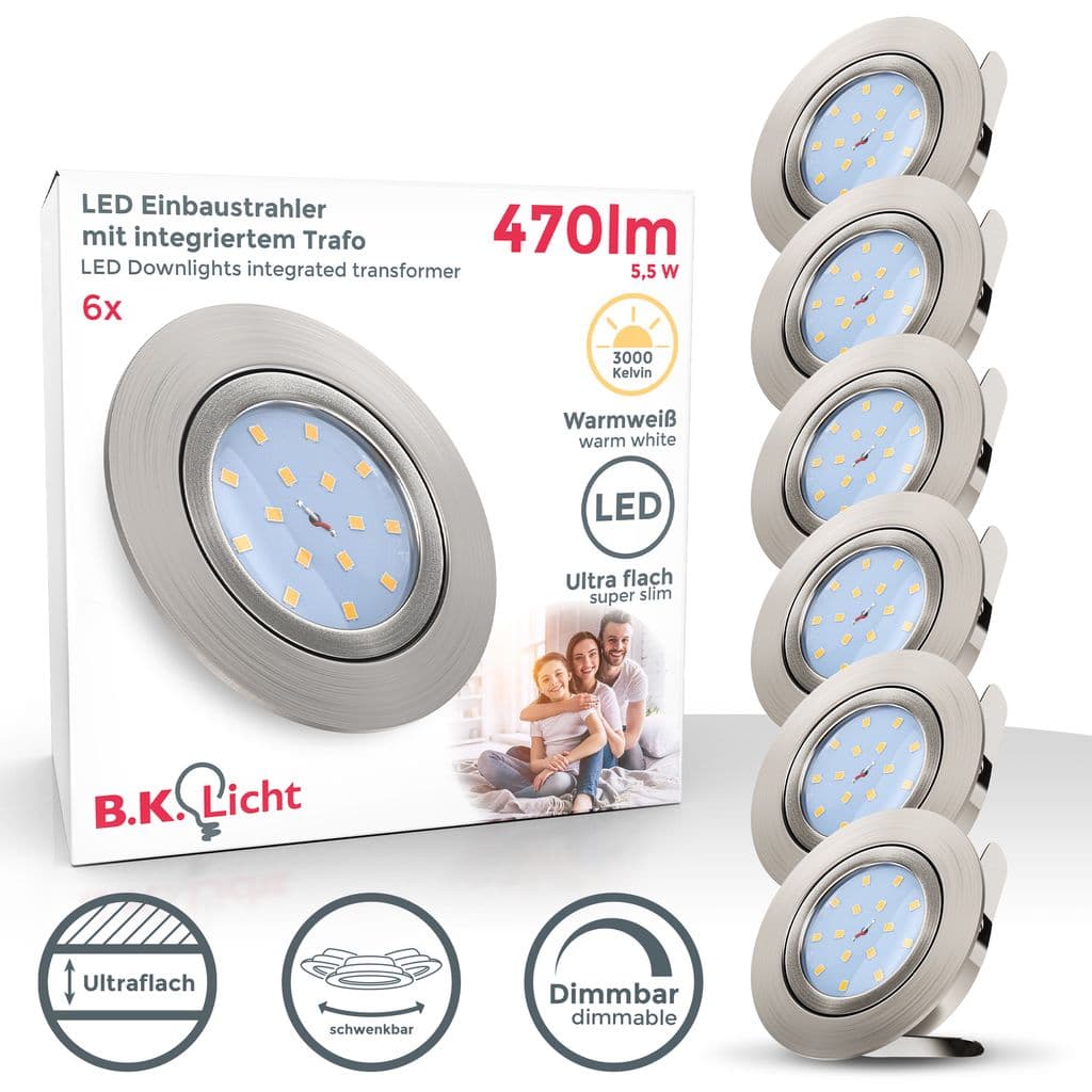 Einbau-Strahler Spots LED dimmbar ultra-flach Einbau- Leuchte Deckenleuchte 470lm Titelbild-Verpackung 10-05-06-S