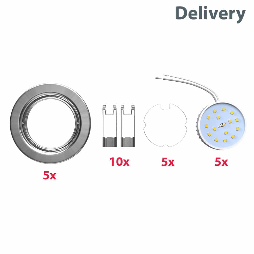 Einbaustrahler LED 5er SET Deckenspot ultra-flach Einbauleuchte Strahler dimmbar 470lm Lieferumfang  BKL1074