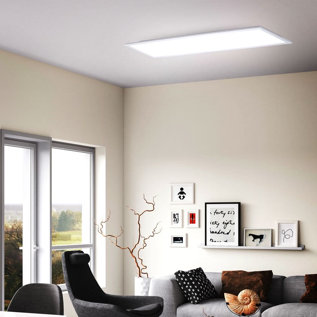 LED Panel Deckenleuchte CCT ultraflach dimmbar Wohnzimmer Schlafzimmer Slim Weiss 24W Milieu-2 BKL1326