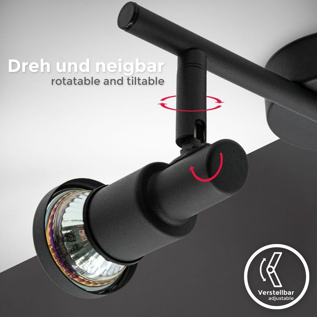 Deckenleuchte Bad LED Deckenlampe Strahler Spot 2x GU10 Schwarz Badezimmer- IP44  Detail-2 BKL1549