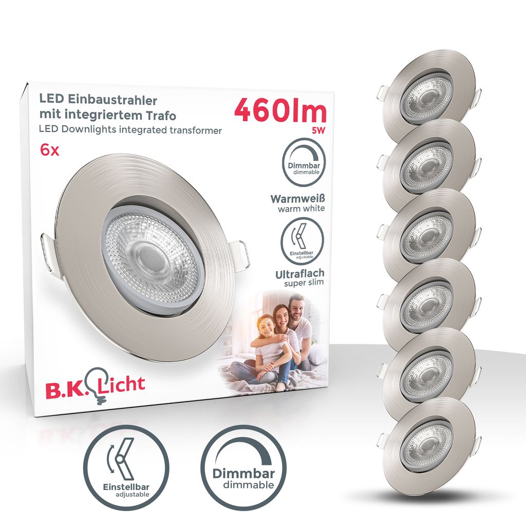 6x LED Einbauleuchte dimmbar Einbauspots schwenkbar 5W Spot Strahler 49W Titelbild-Verpackung BKL1285