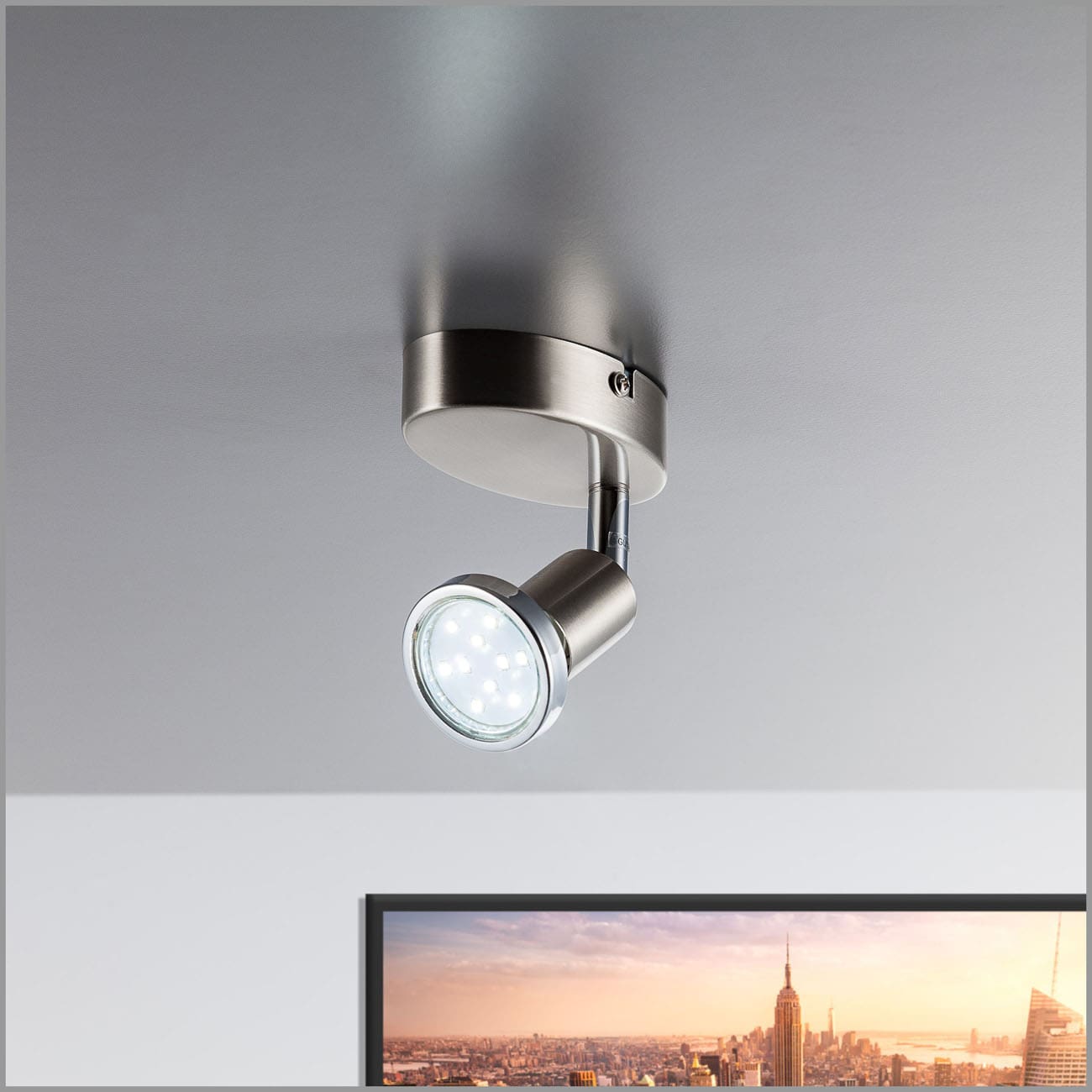 LED Deckenspot 10x8cm - 1-flammig - Deckenleuchte modern metall 1x GU10 3W  260lm 3000K warmweiß Spot schwenkbar drehbar | nickel-matt