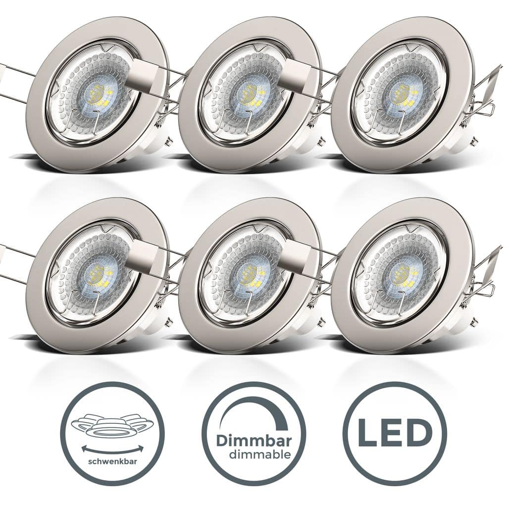 6x LED Einbaustrahler dimmbar schwenkbar Einbau-Leuchte Deckenlampe Spot 400lm Freisteller-02 10-04-06-S