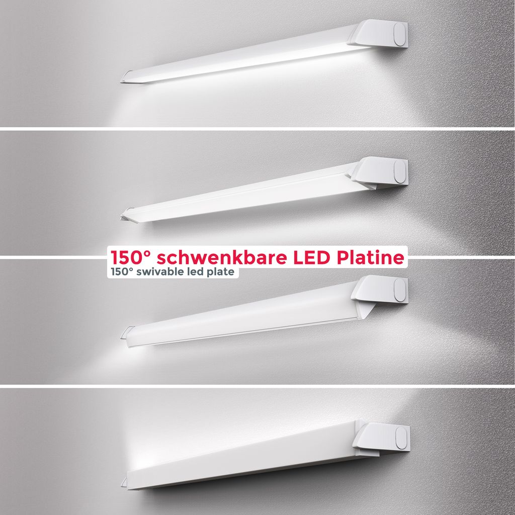 LED Unterbauleuchte Schrank- 150Â° schwenkbar Kueche Werkstatt Weiss  68W Verstellbarkeit  BKL1212