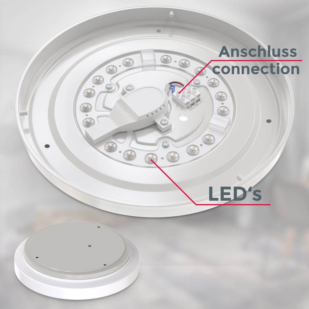 LED Deckenleuchte Bad rund Badezimmer- flach IP44 Schlafzimmer Kueche Flur  12W Funktion BKL1296