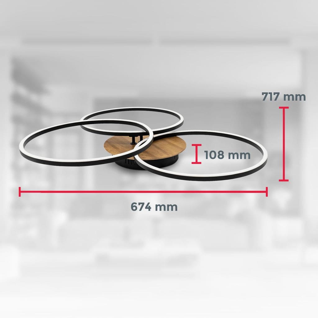 LED Deckenleuchte Holz CCT dimmbar Fernbedienung Nachttisch Sternenlicht drehbar  425W Maße BKL1528