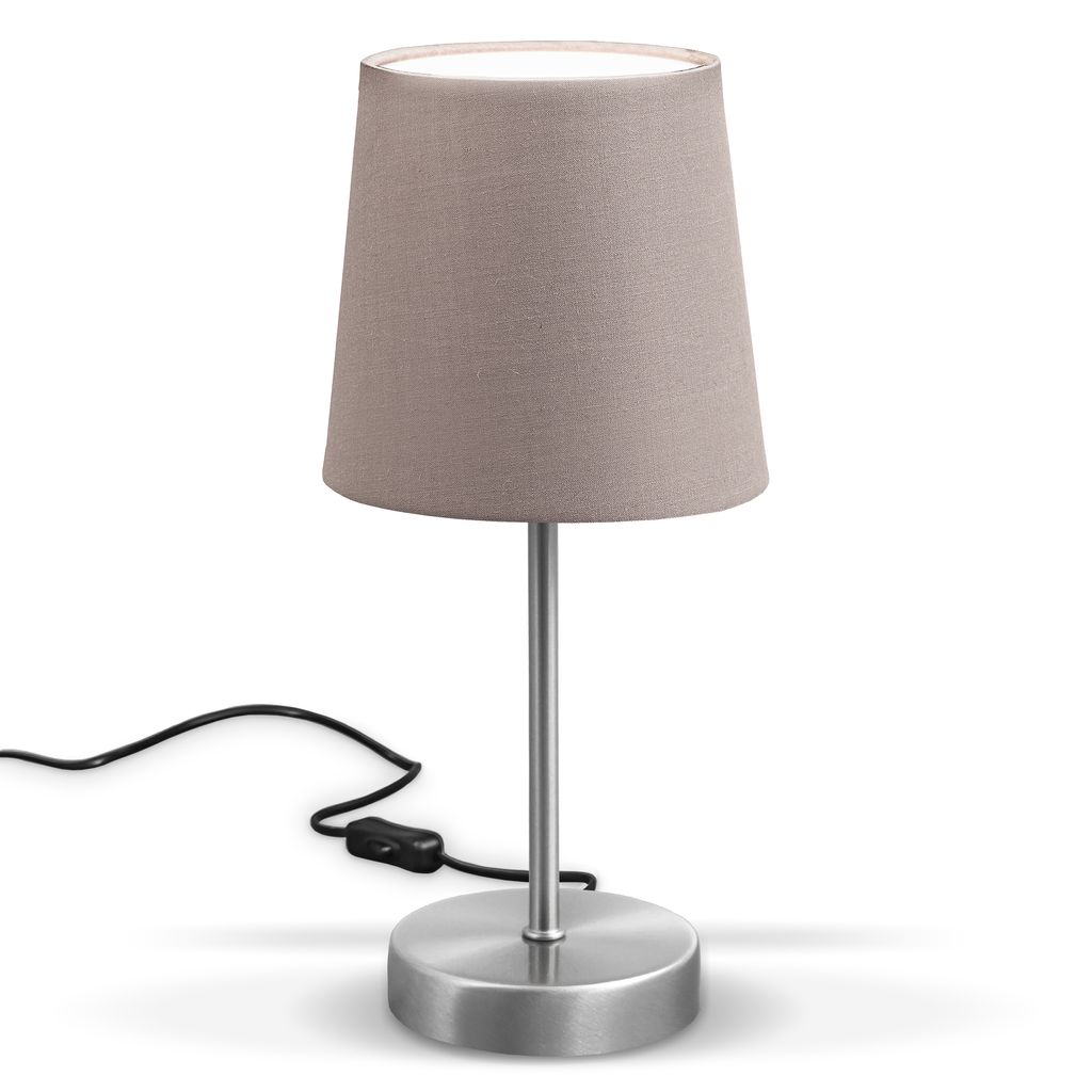 LED Tischleuchte Stoffleuchte Deko  Nachttisch Tischleuchte Wohnzimmer E14 taupe  Freisteller BKL1299