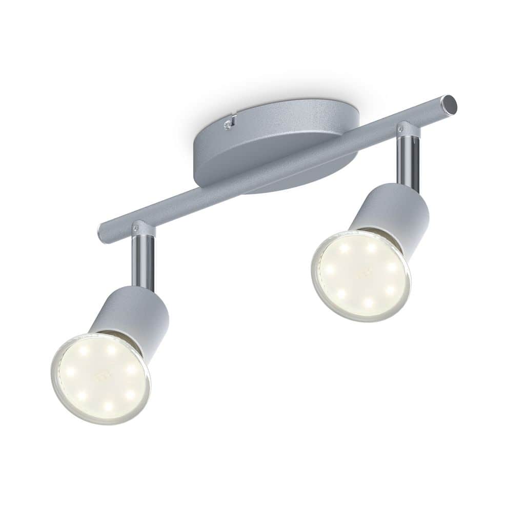 LED Deckenleuchte Wohnzimmer schwenkbar GU10 Metall Deckenlampe Spot Leuchte 2-flammig 250lm Freisteller 30-01-02-T