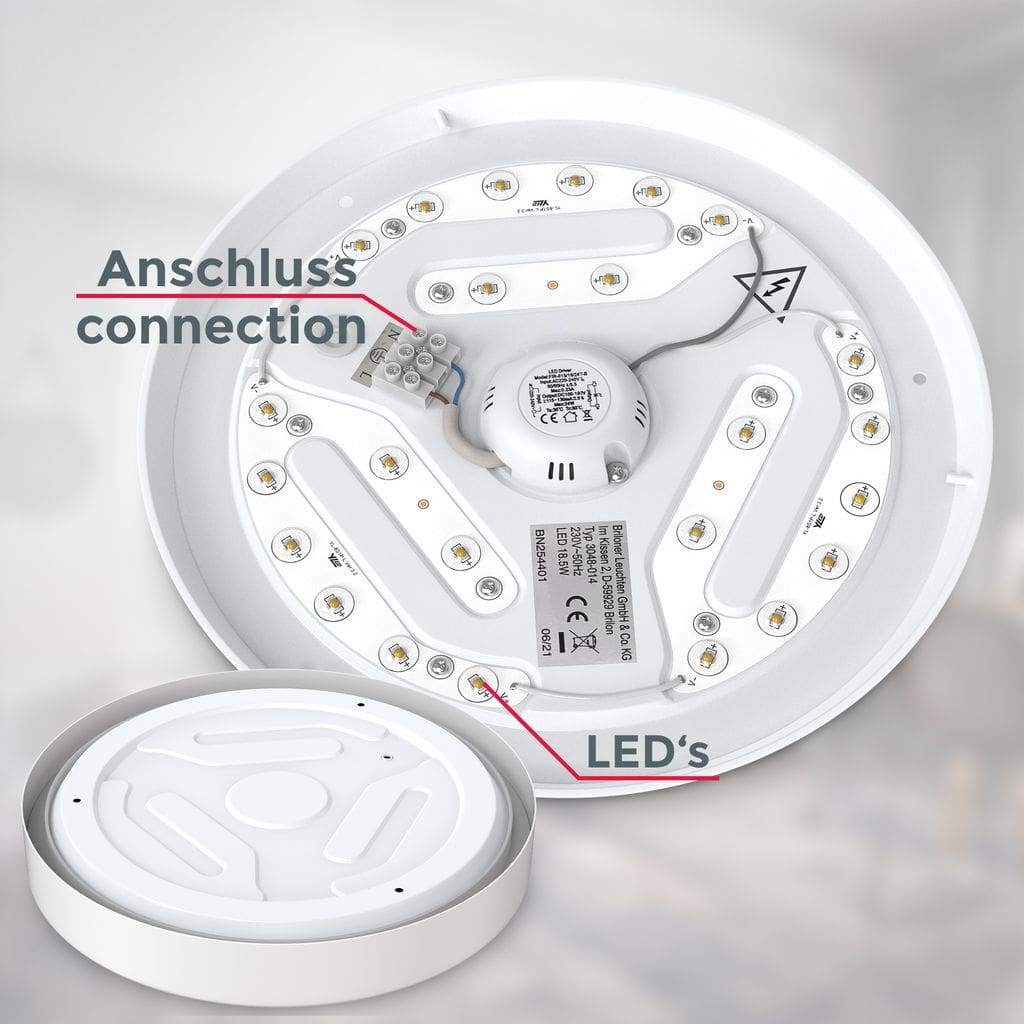 LED rund Deckenleuchte Flur Kueche 18W Wohnzimmer 28cm Weiss 185W Funktion BKL1521