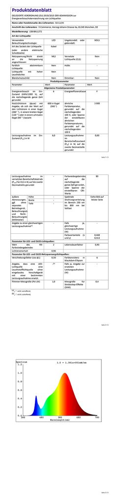 3x LED Einbauspots Bad Strahler Einbauleuchten ultraflach  Deckenspots IP44 600lm EU-Produktdatenblatt BKL1272