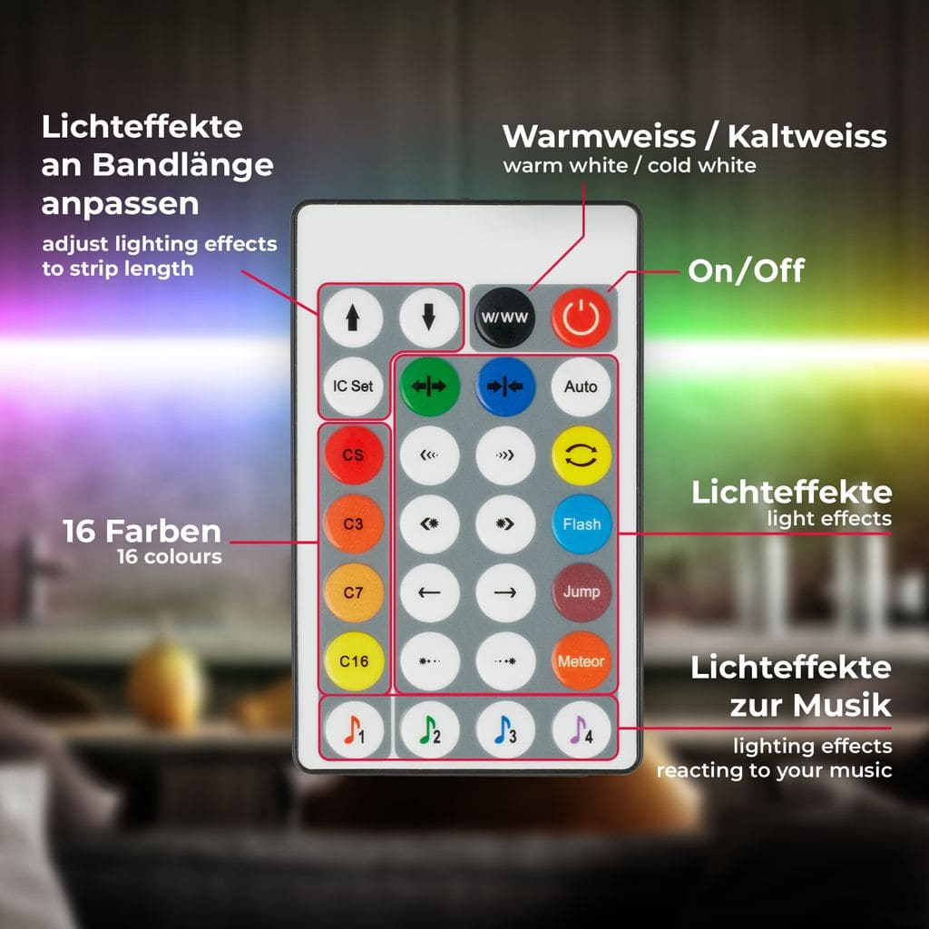 5m LED Strip Magic RGB Band Musiksensor Sternenlichtstreifen selbstklebend Farbwechsel 55W Fernbedienung BKL1563