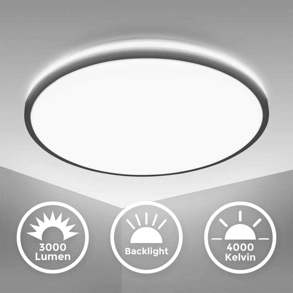 LED Deckenleuchte modern indirekte Beleuchtung Schwarz Deckenleuchte Wohnzimmer 24W Titelbild BKL1536