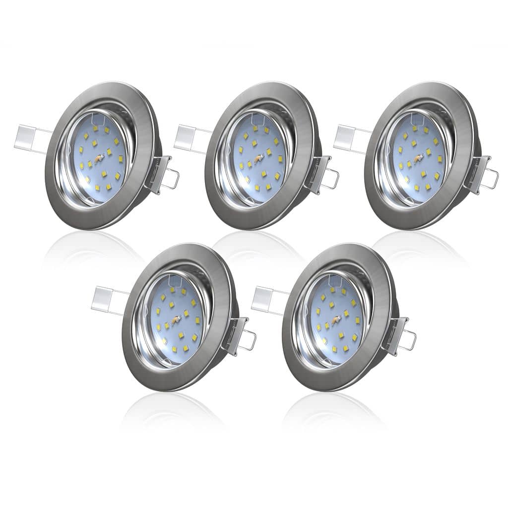 Einbauspot 68mm 5er Set - 230V, 4,8W, 400lm, LED, warmweiß, matt-nickel