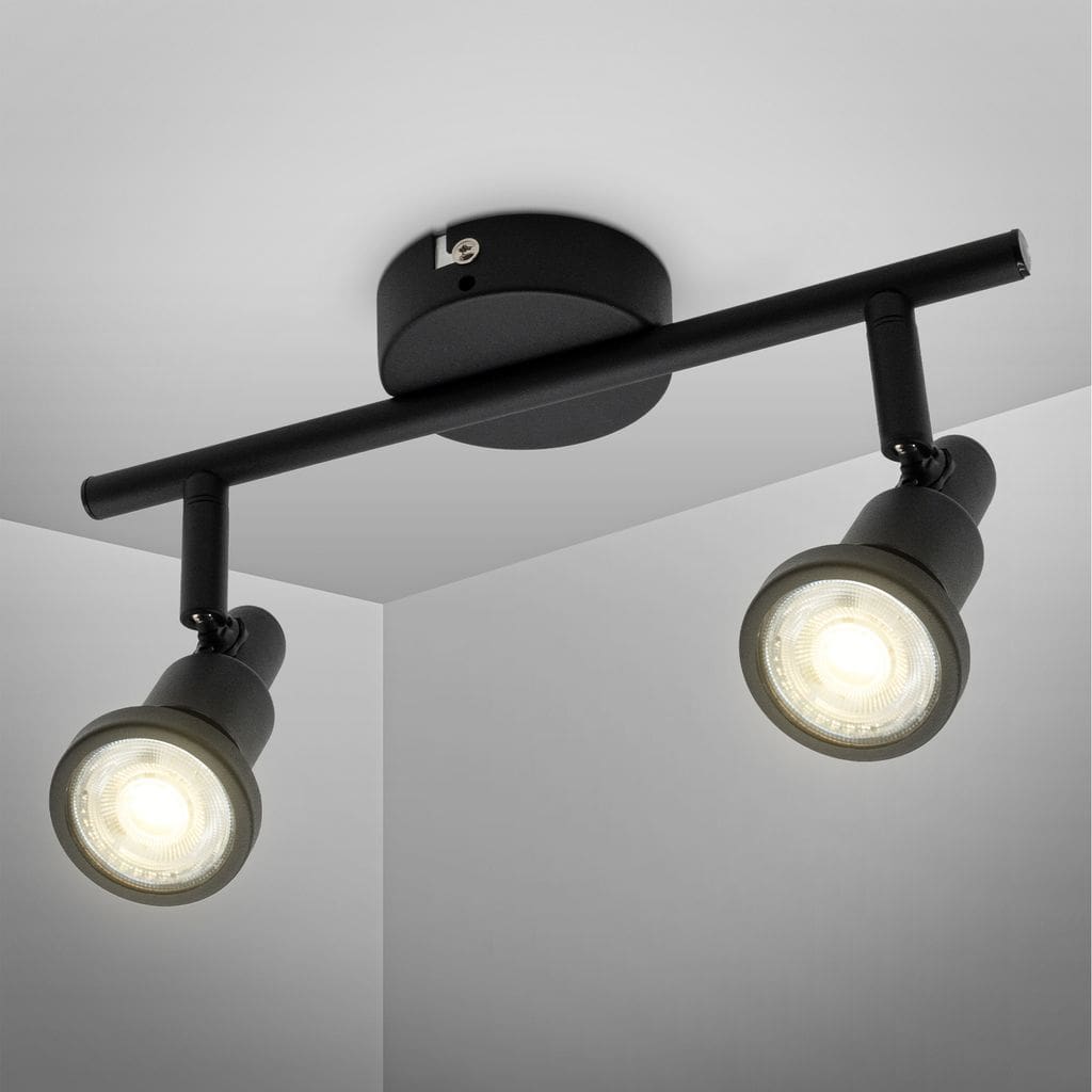 Deckenleuchte Bad LED Deckenlampe Strahler Spot 2x GU10 Schwarz Badezimmer- IP44  Titelbild-02 BKL1549