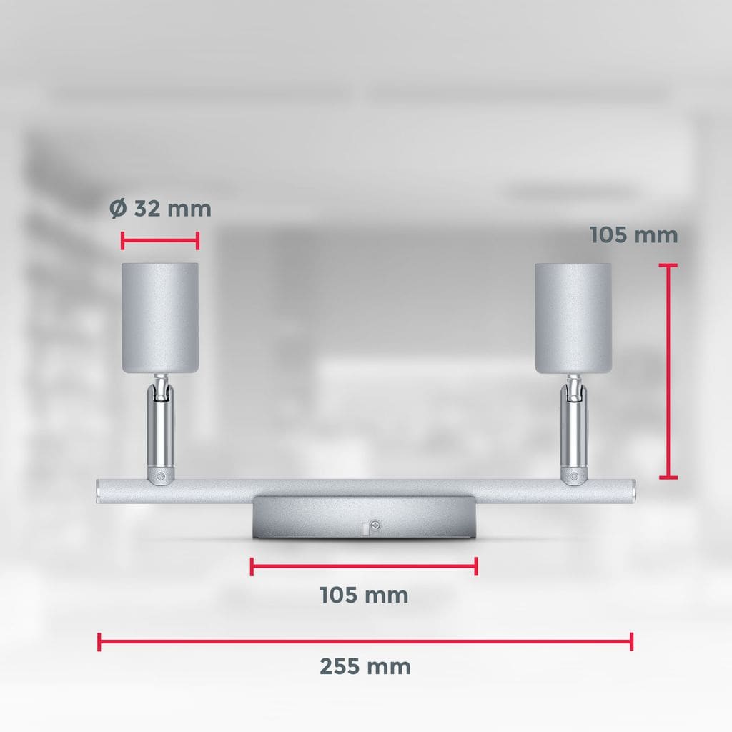 LED Deckenleuchte Wohnzimmer schwenkbar GU10 Metall Deckenlampe Spot Leuchte 2-flammig 250lm Maße 30-01-02-T