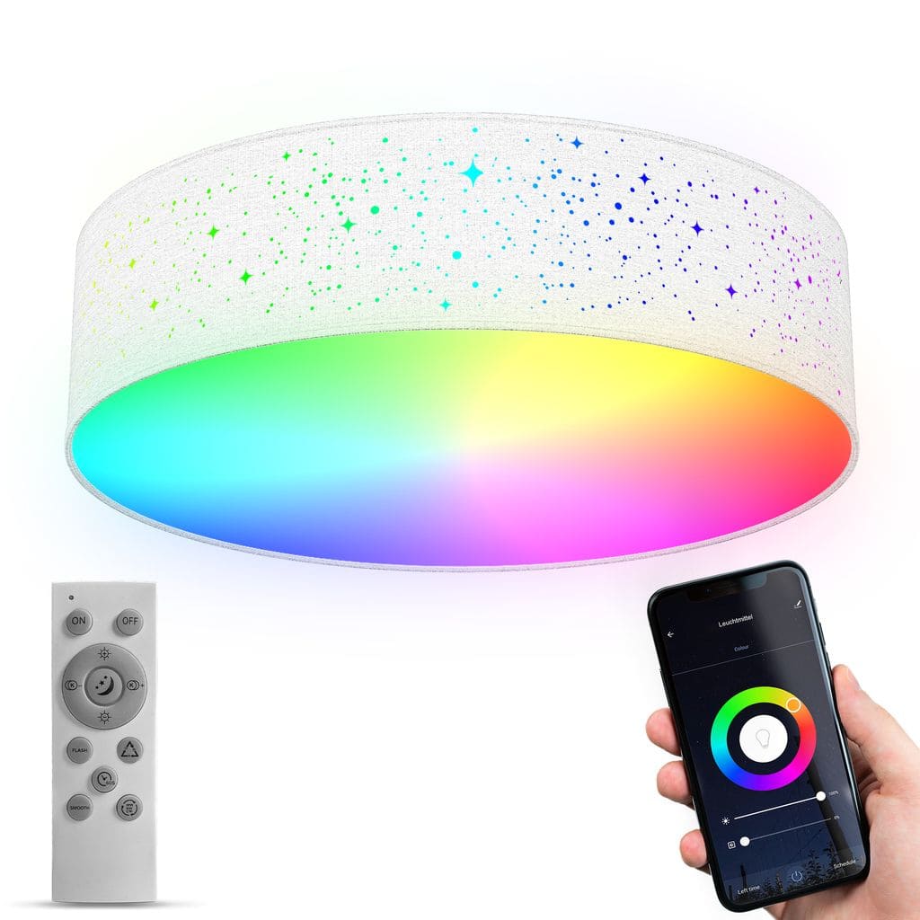 Deckenlampe Ø39 cm - 18W, 2200lm, LED, smart, dimmbar, CCT, RGB, weiß