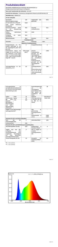 LED Bad Spiegel-Leuchte Badezimmer Beleuchtung Aufbau- IP44 Schminklicht 650lm EU-Produktdatenblatt BKL1112