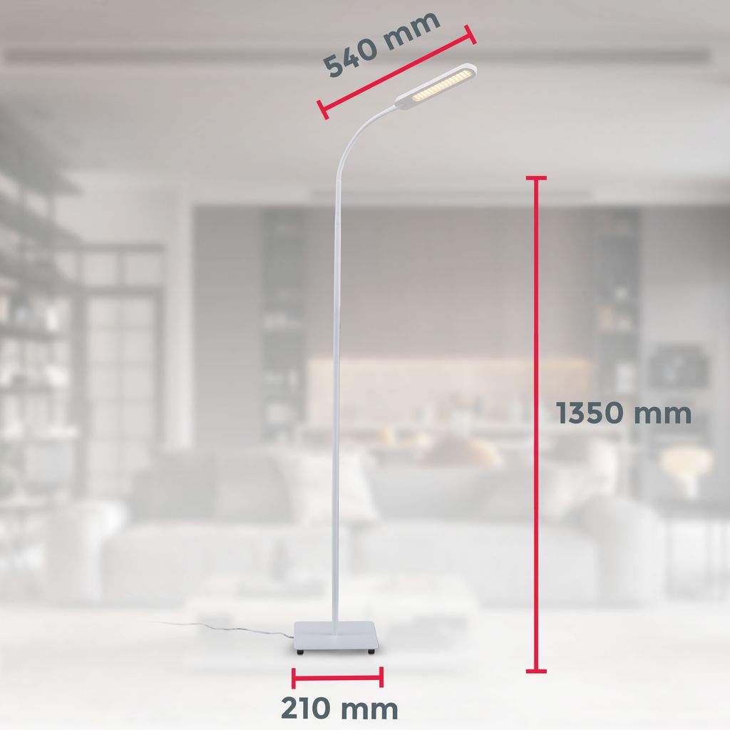 LED Stehleuchte dimmbar CCT Stehleuchte schwenkbar Memory & Touch Funktion Weiss 65W Maße BKL1452