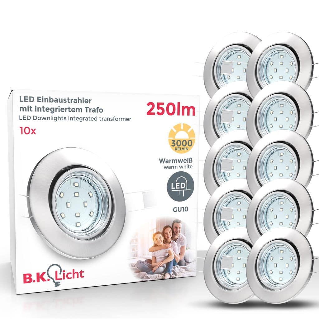 6x LED Einbaustrahler schwenkbar weiss GU10 Deckenlampe Spot Einbau-Leuchte 250lm Titelbild-Verpackung-02 10-02-06-W