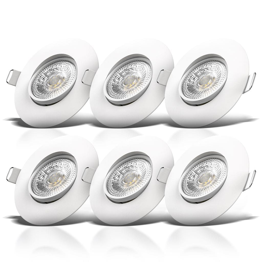 6x LED Einbauspots Strahler Einbauleuchten  ultra-flach Deckenspots Weiss 480lm Freisteller BKL1249