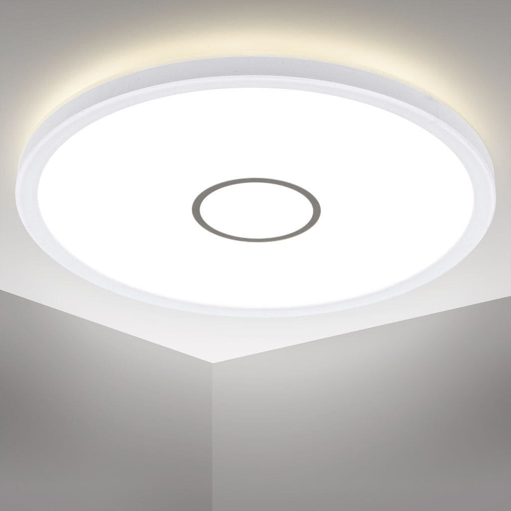 Deckenleuchte Ø29,3 cm - 18W, 2400lm, LED, neutralweiß, rund, silberfarbig