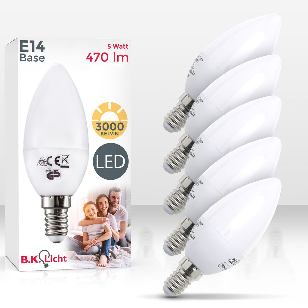 LED Leuchtmittel E14 Energiespar- 5W Glueh-Birne 470lm Titelbild  50-LMF-006-05