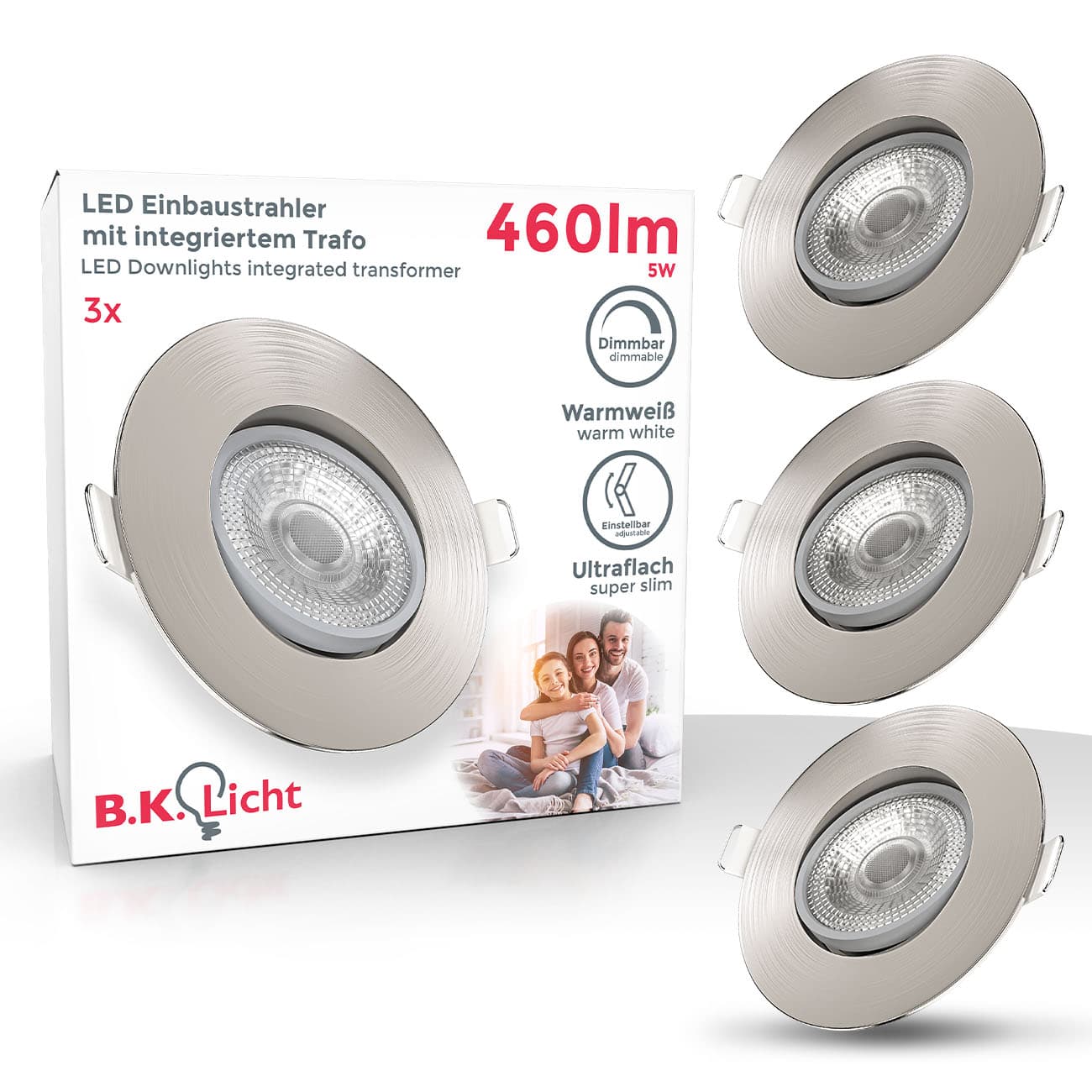 B.K.Licht LED Einbaustrahler 230V 5W BKL1285
