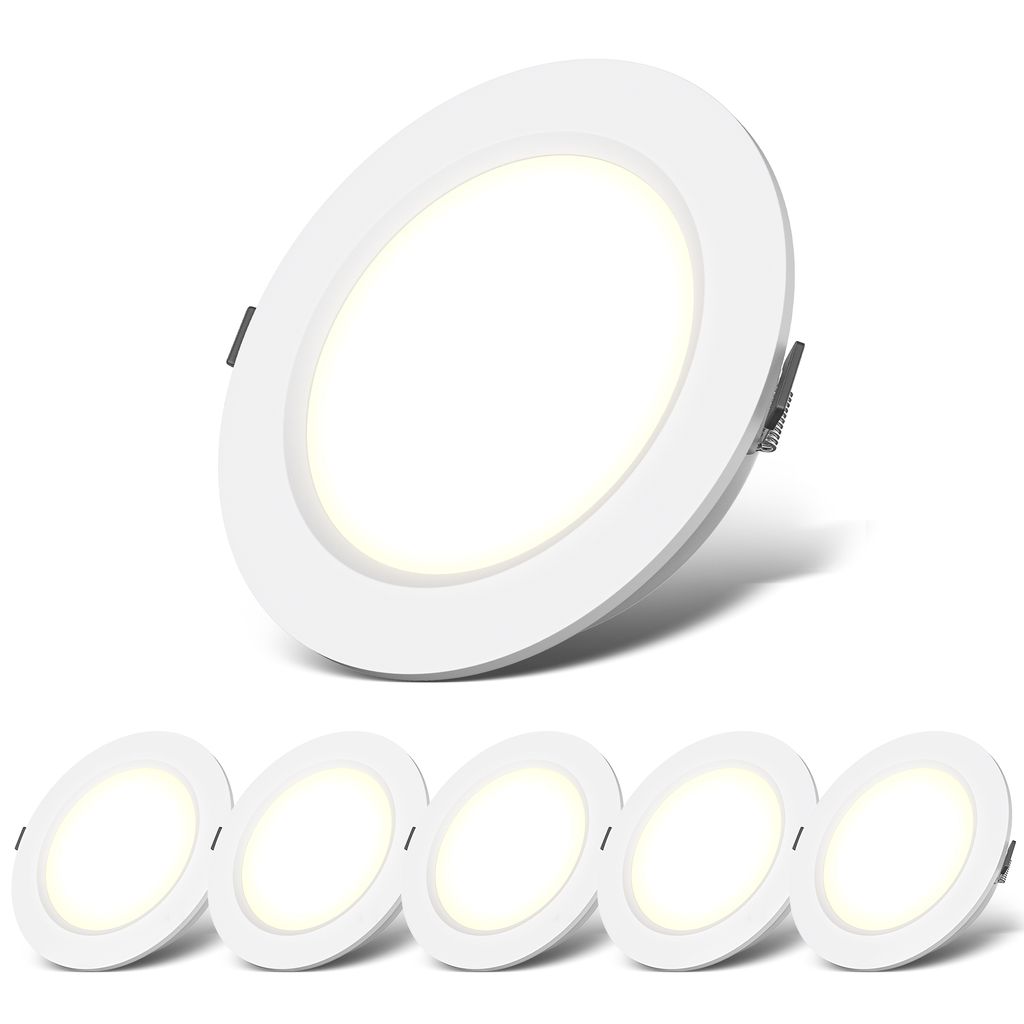 Einbaustrahler 95mm 6er Set - 230V, 6W, 510lm, LED, IP44, warmweiß, weiß