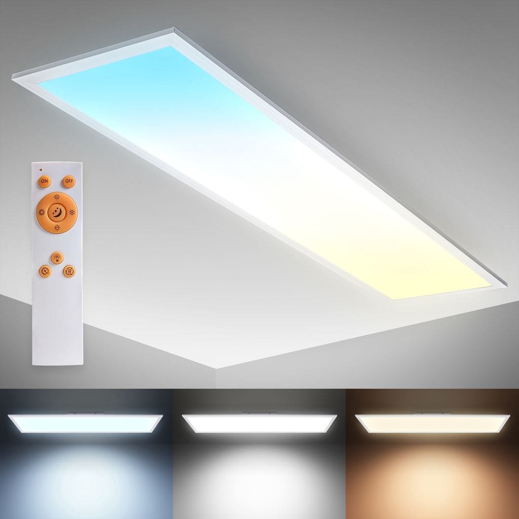 LED Panel Deckenleuchte CCT ultraflach dimmbar Wohnzimmer Slim Weiss 24W Freisteller BKL1326