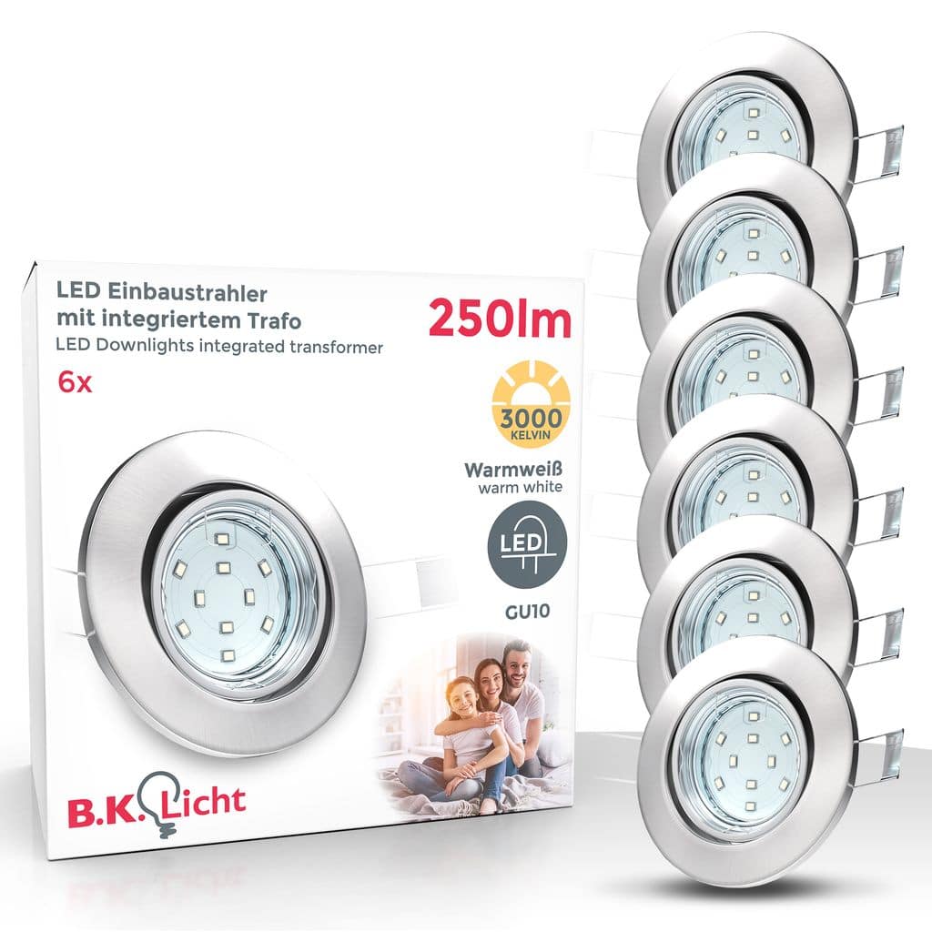 6x LED Einbaustrahler schwenkbar weiss GU10 Deckenlampe Spot Einbau-Leuchte 250lm Titelbild-Verpackung-01 10-02-06-W