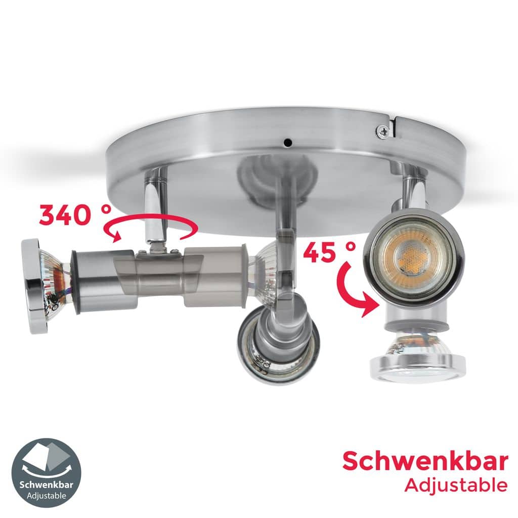 LED Deckenlampe Strahler Bad IP44 Badezimmer 3-flammig Deckenlampe Spot Leuchte   Detail-01 BKL1137