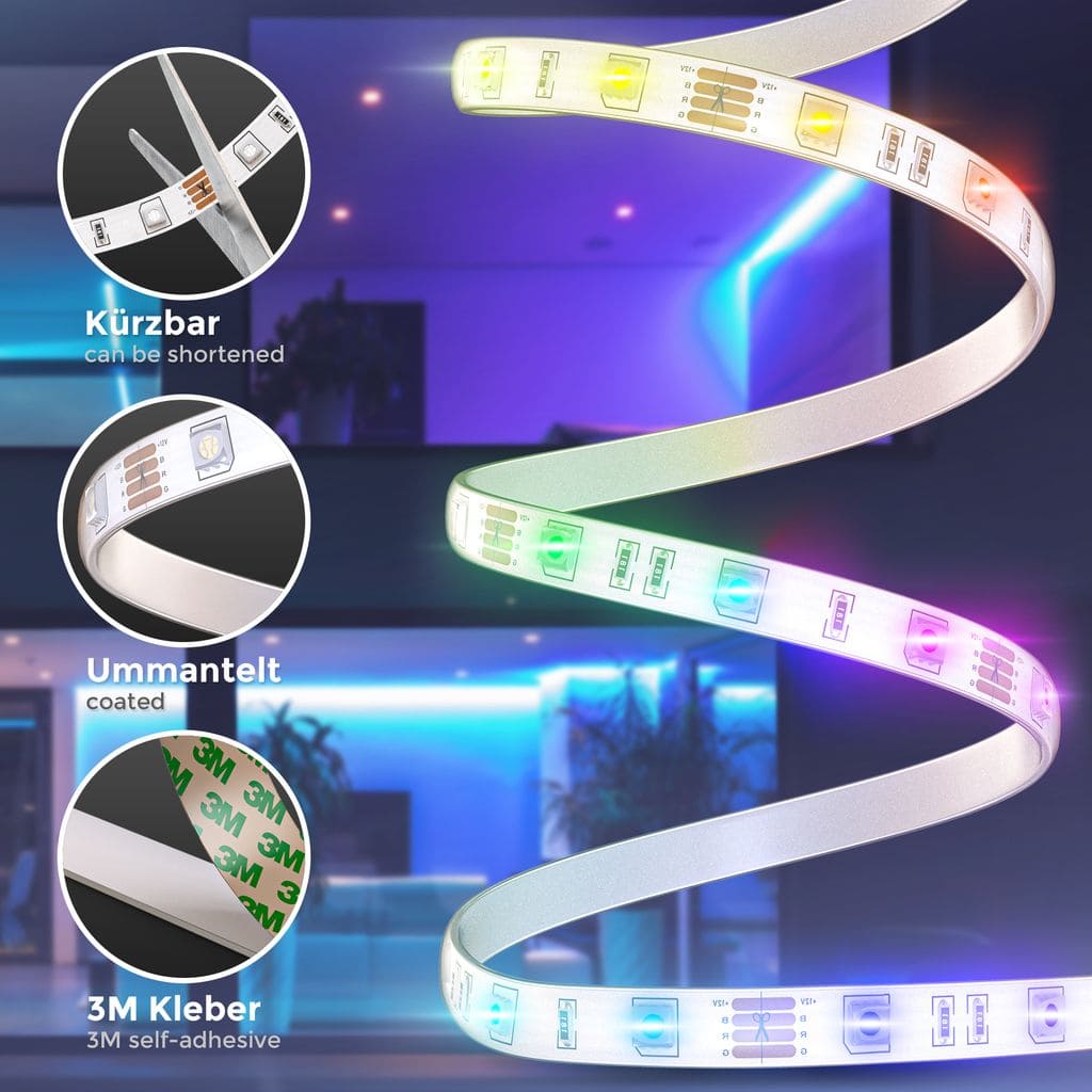 3m LED Band Stripe Silikonbeschichtung RGB Sternenlicht-Streifen  Leiste Farbwechsel 12W Detail-1 BKL1425