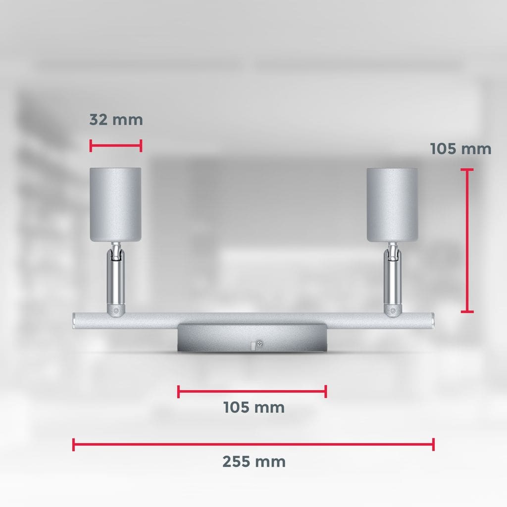 LED Deckenleuchte Wohnzimmer schwenkbar GU10 Metall Deckenlampe Spot neutralweiss Spot 400lm Maße BKL1408