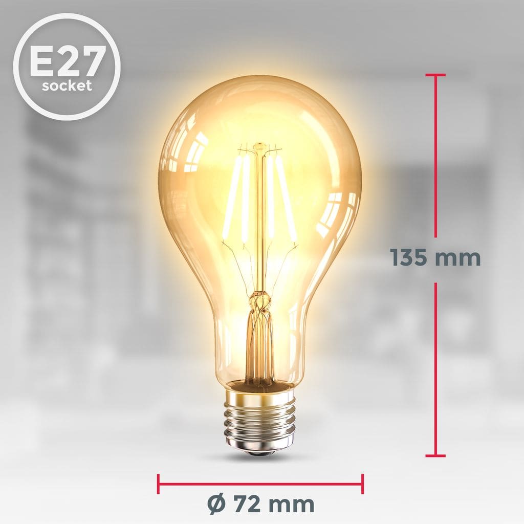 2x LED Leuchtmittel Filament Vintage Industrie  E27 Retro Gluehbirne ST64 4W 360lm Maße BKL1404