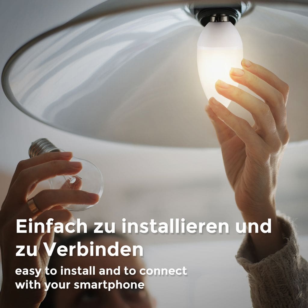 LED Smart Leuchtmittel WiFi  dimmbar Birne E14 Alexa Google 55W Smart Home 470lm Installation-01 BKL1257