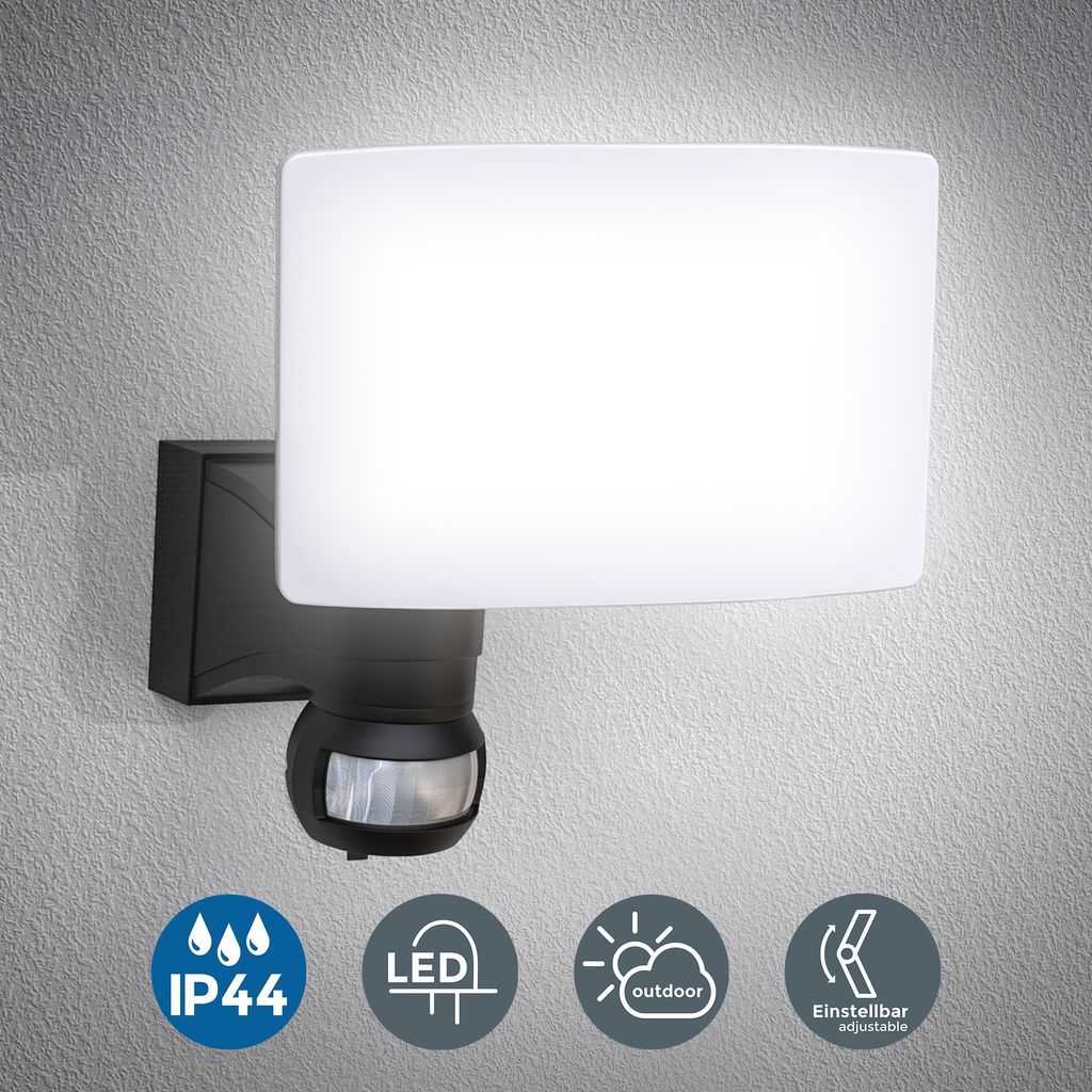 LED AussenleuchteWand-Leuchte Bewegungsmelder 20W Hausbeleuchtung Sensor IP44 Schwarz 8W Titelbild BKL1291