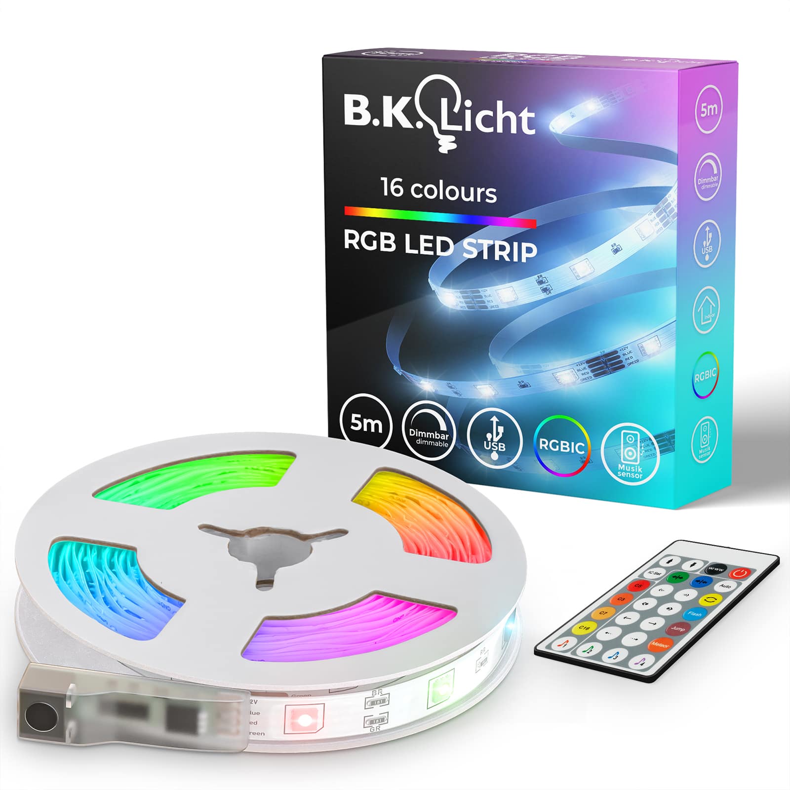 B.K.Licht RGB-IC LED Streifen USB 5m BKL1563