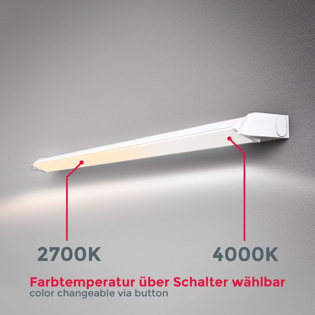 LED Unterbauleuchte Schrank- 150Â° schwenkbar Kueche Werkstatt Weiss  68W Farbtemperatur  BKL1212