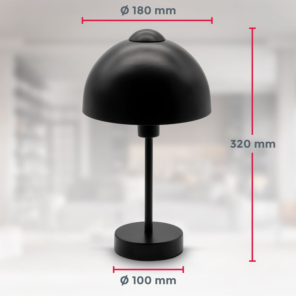 LED Tischleuchte Design Metall Retro Schwarz E14 Matt Tischleuchte Schlafzimmer  Maße BKL1529