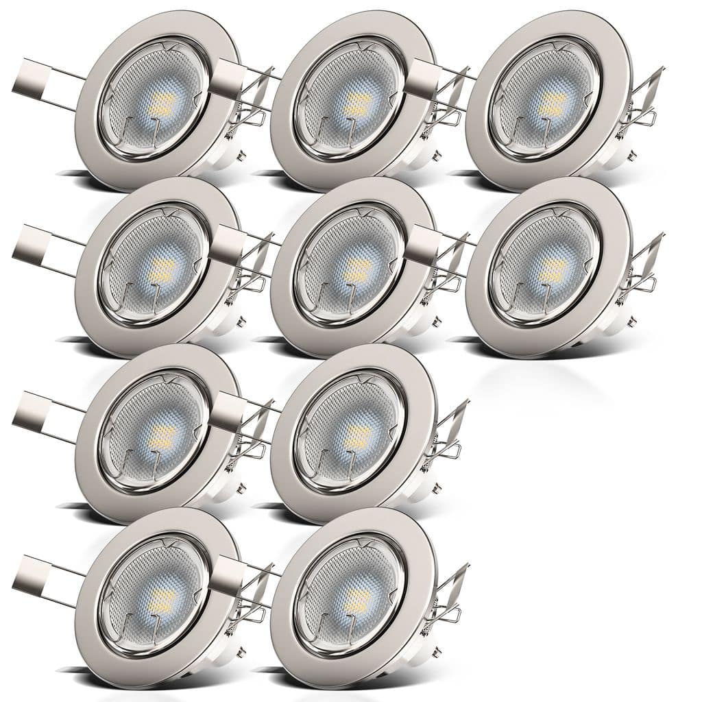 6x/10x LED Einbaustrahler schwenkbar nickel matt Deckenlampe Spot Einbau-Leuchte GU10 400lm Freisteller-01 BKL1034