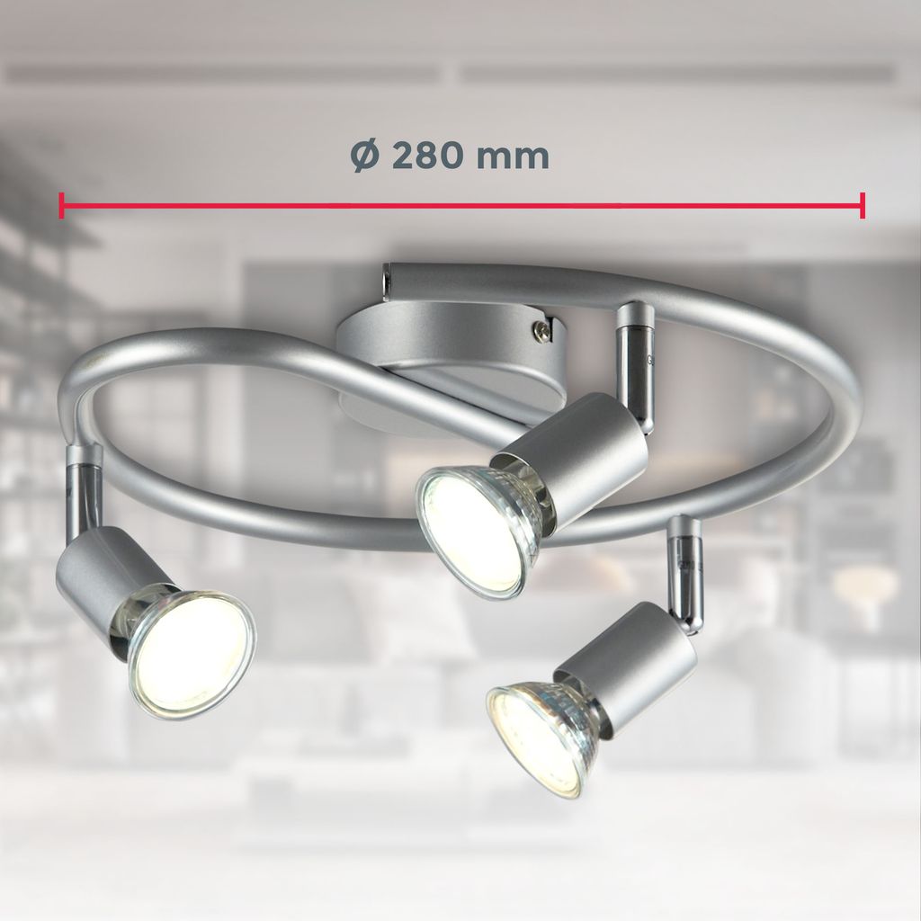 LED Deckenleuchte Wohnzimmer schwenkbar GU10 Metall Deckenlampe Spot Leuchte 3-flammig 250lm Maße 30-01-03S-T