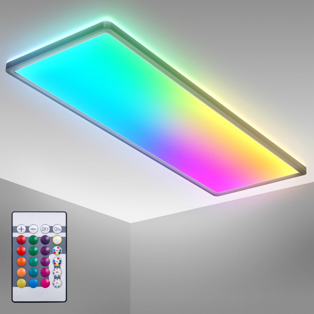 LED Panel 58x20 cm - 22W, 3000lm, dimmbar, Fernbedienung, RGBW, schwarz