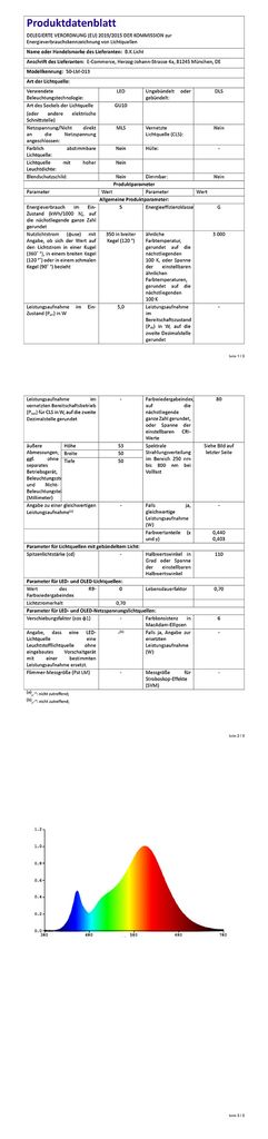 LED Klemm-Leuchte dimmbar Tischleuchte SchreibTischleuchte Bueroleuchte  Nachttisch Tischleuchte- 400lm EU-Produktdatenblatt BKL1122