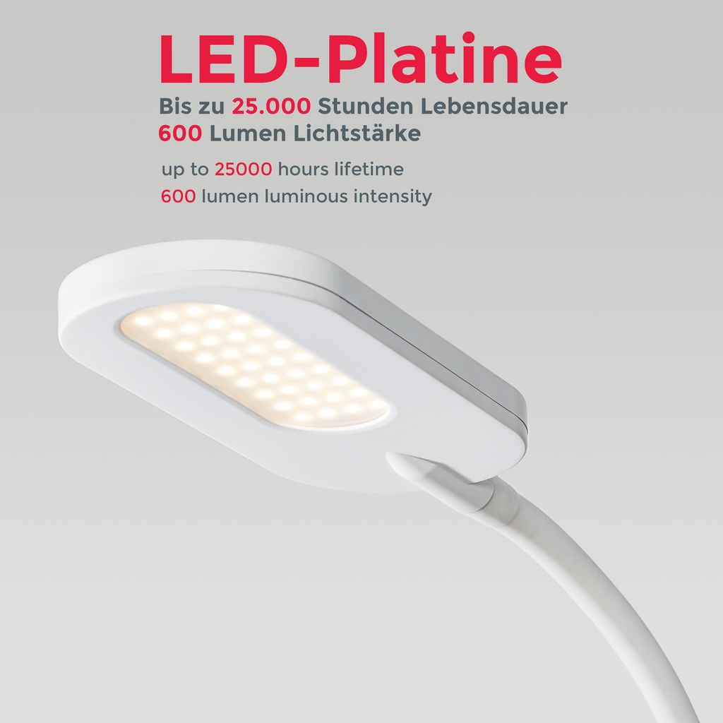 LED Stehleuchte dimmbar Stehleuchte schwenkbar Memory & Touch Funktion matt-weiss 600lm Detailbild  BKL1228