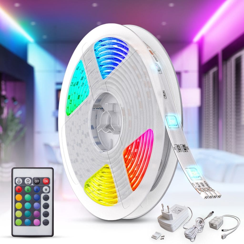 5m LED Band Streifen RGB Stripe Sternenlicht-Leiste 5050  Sternenlichtschlauch +Farbwechsel 24W Freisteller BKL1013