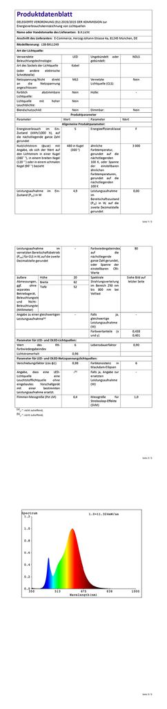 3x LED Einbaustrahler Bad Spots Einbauleuchten  ultraflach Deckenspots IP44 147W EU-Produktdatenblatt BKL1277