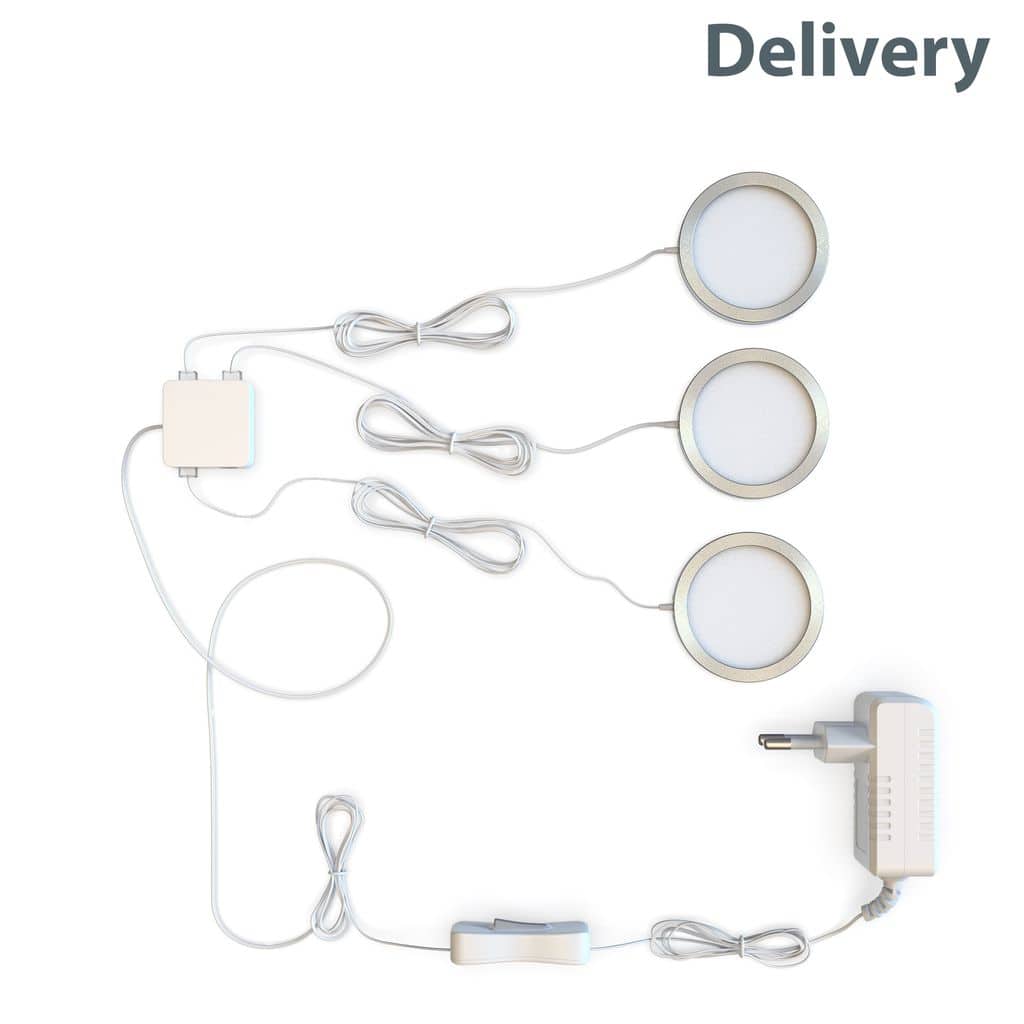 3 LED Unterbau-Leuchten Schrank-Sternenlicht Kuechenleuchte- flach Aufputz-Strahler Spots  54W Lieferumfang  BKL1106